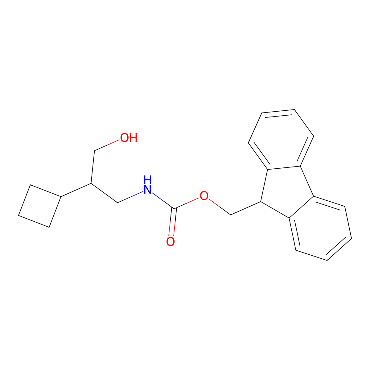 (9H-fluoren-9-yl)methyl N-(2-cyclobutyl-3-hydroxypropyl)carbamate molecular structure, CAS 2294675-08-2