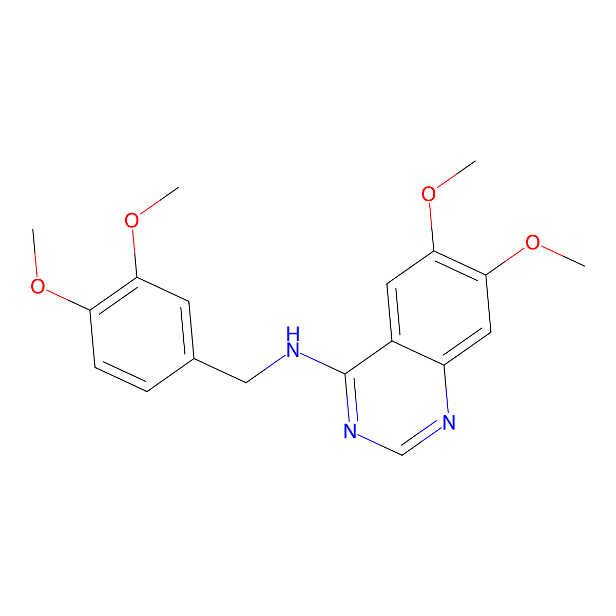 N-[(3,4-Dimethoxyphenyl)methyl]-6,7-dimethoxy-4-quinazolinamine molecular structure, CAS 229476-54-4