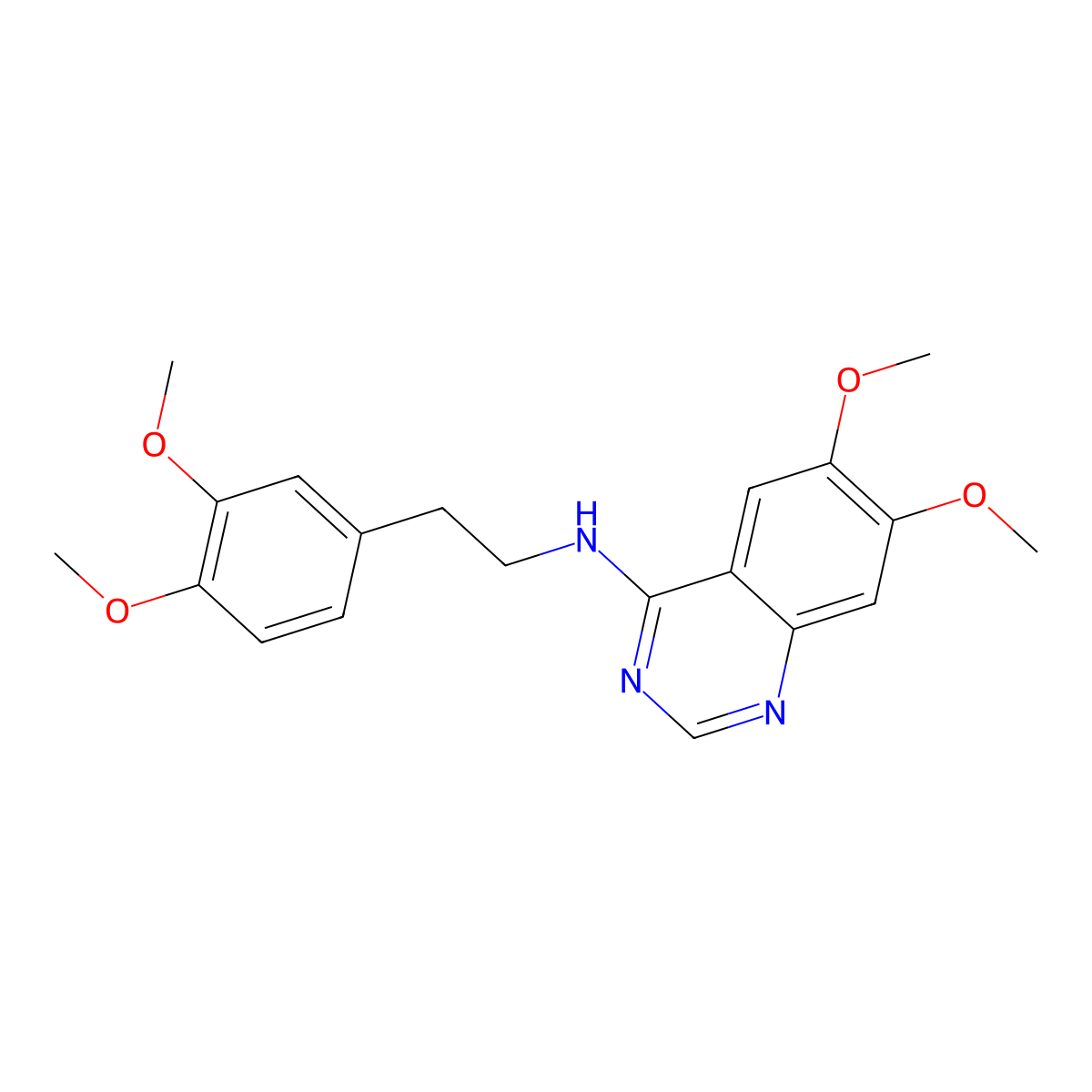 N-[2-(3,4-dimethoxyphenyl)ethyl]-6,7-dimethoxyquinazolin-4-amine molecular structure, CAS 229476-55-5
