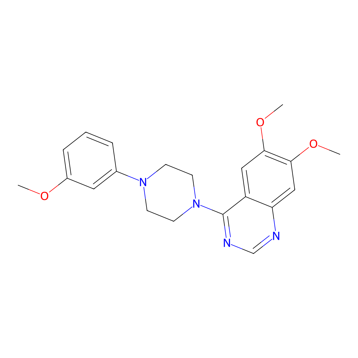6,7-Dimethoxy-4-[4-(3-methoxyphenyl)piperazin-1-yl]quinazoline molecular structure, CAS 229476-66-8