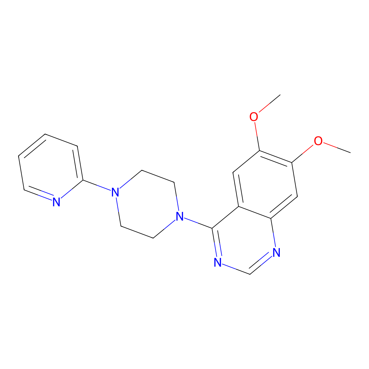 6,7-Dimethoxy-4-(4-pyridin-2-ylpiperazin-1-yl)quinazoline molecular structure, CAS 229476-70-4