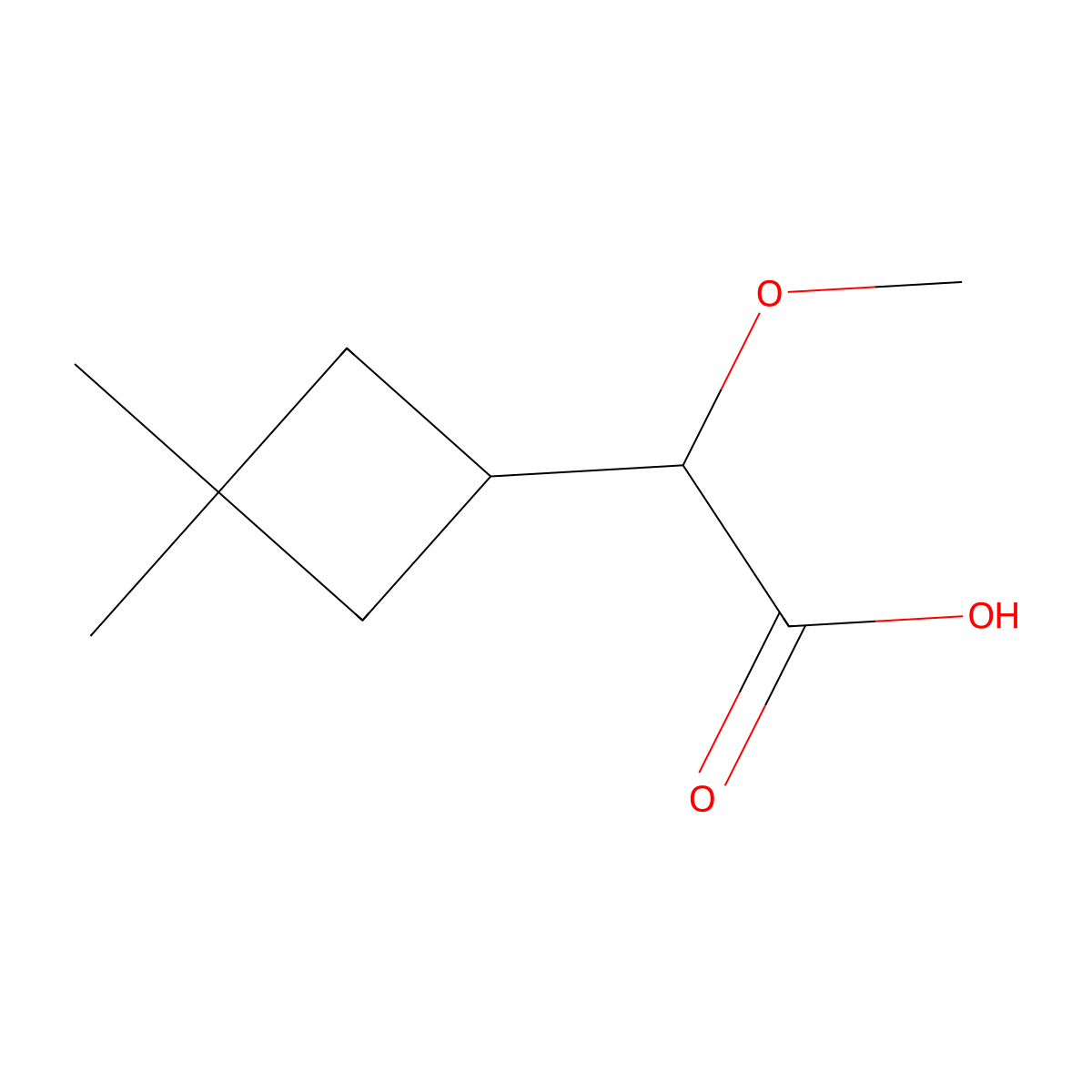 2-(3,3-Dimethylcyclobutyl)-2-methoxyacetic acid molecular structure, CAS 2294783-29-0