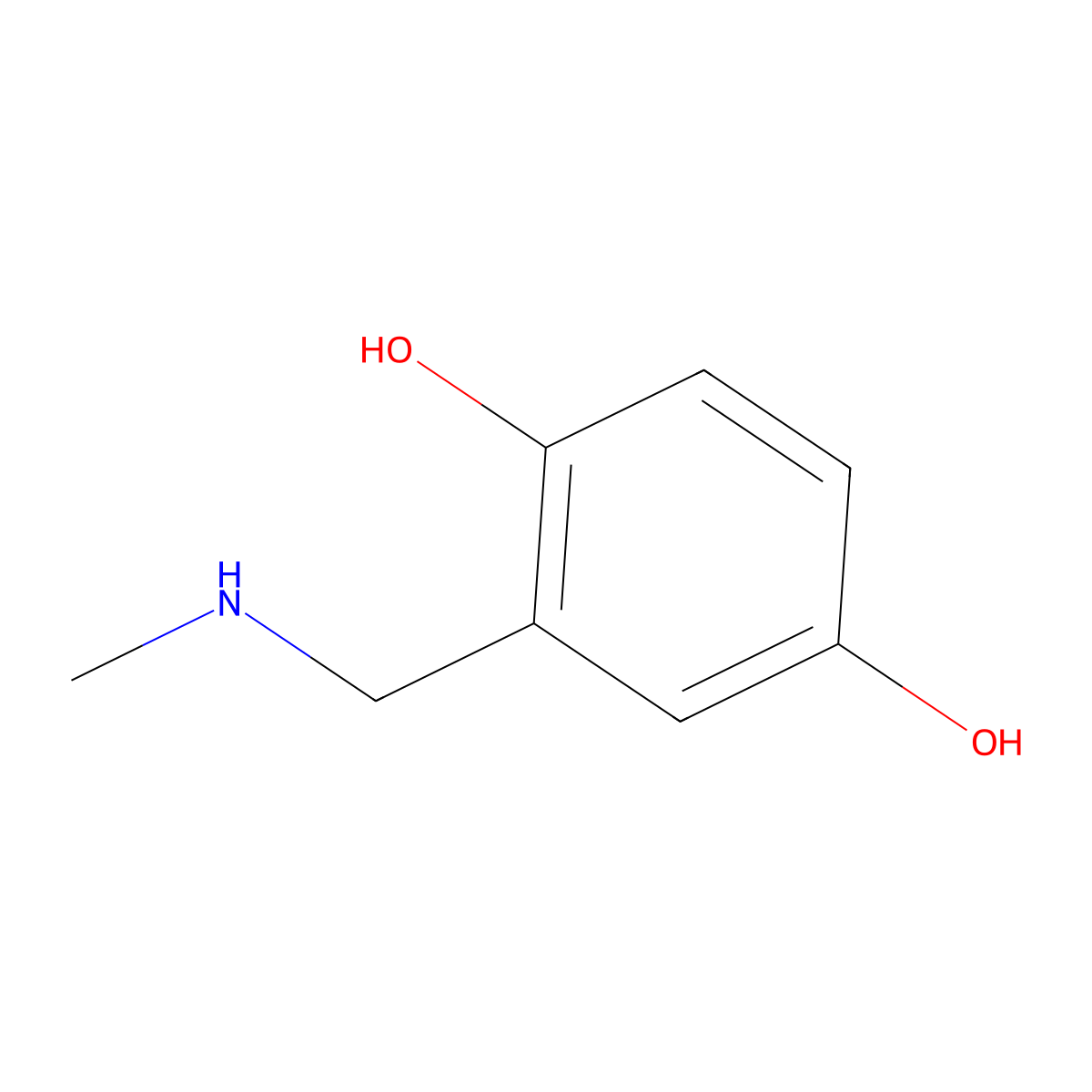 2-[(Methylamino)methyl]benzene-1,4-diol molecular structure, CAS 229486-97-9