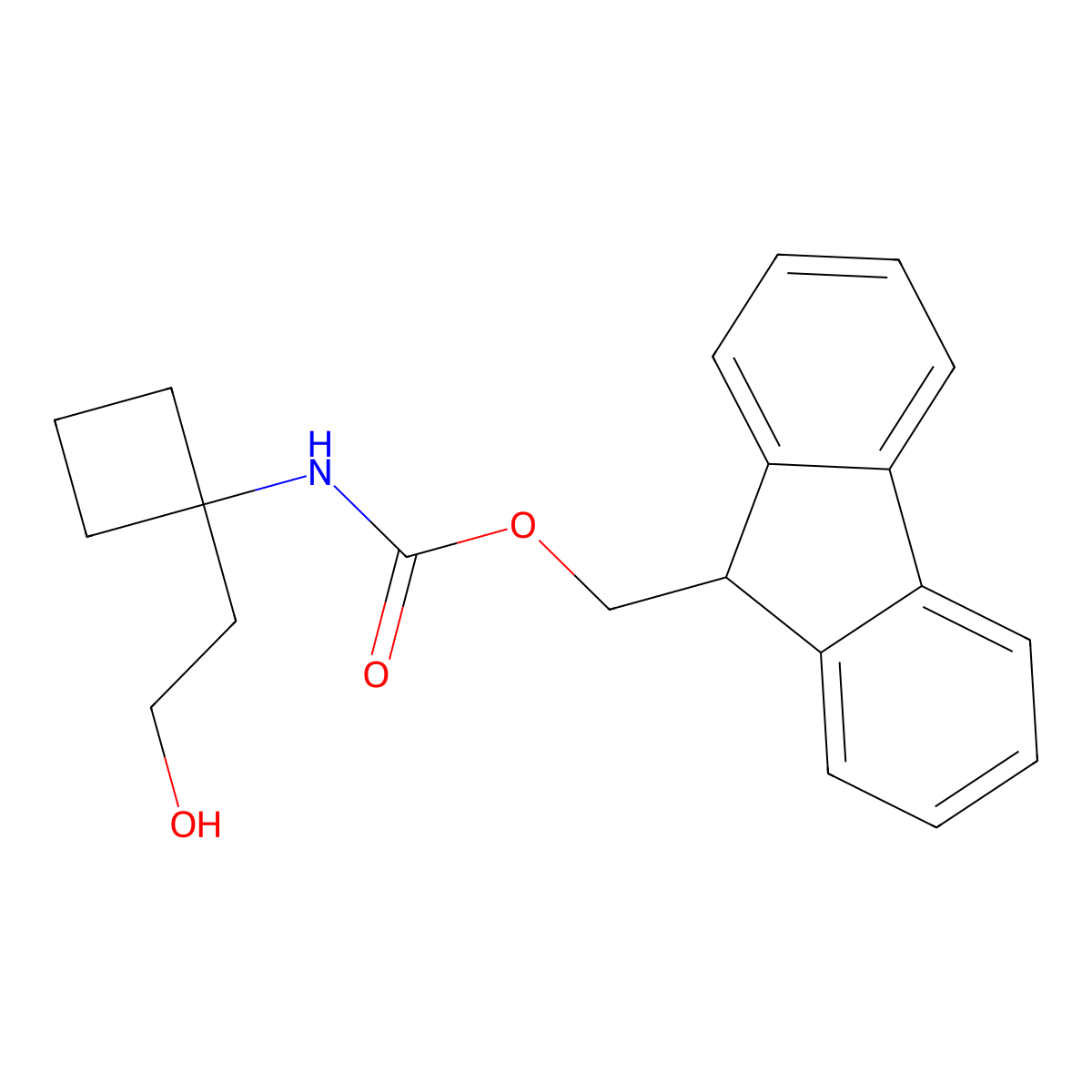 (9H-fluoren-9-yl)methyl N-[1-(2-hydroxyethyl)cyclobutyl]carbamate molecular structure, CAS 2294869-79-5