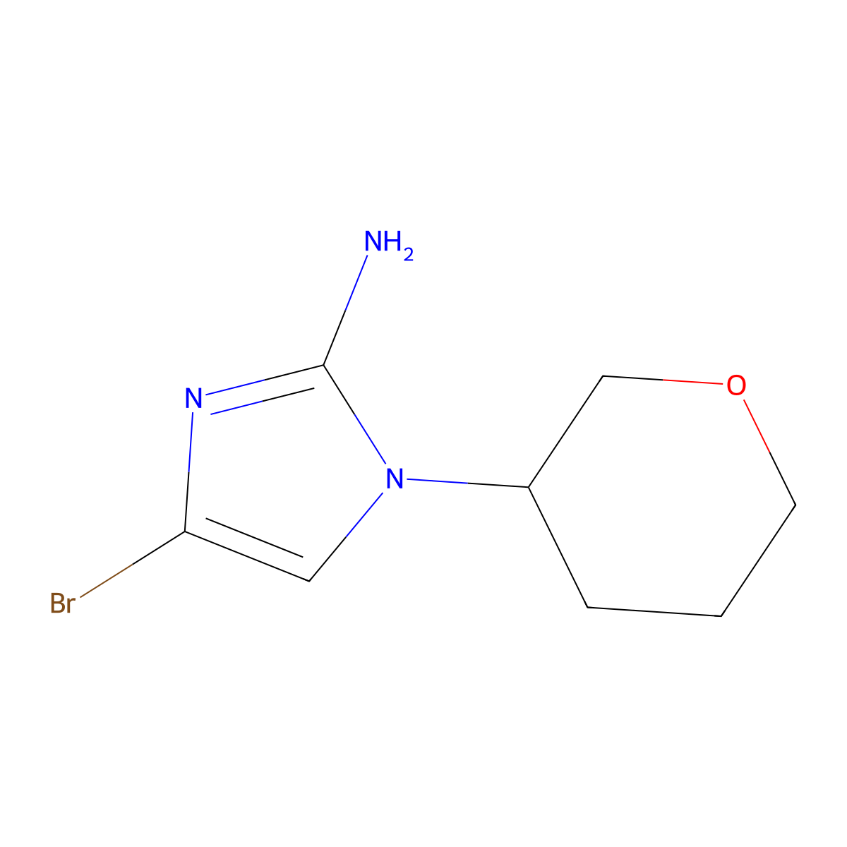 4-bromo-1-(tetrahydro-2H-pyran-3-yl)-1H-imidazol-2-amine molecular structure, CAS 2294943-72-7