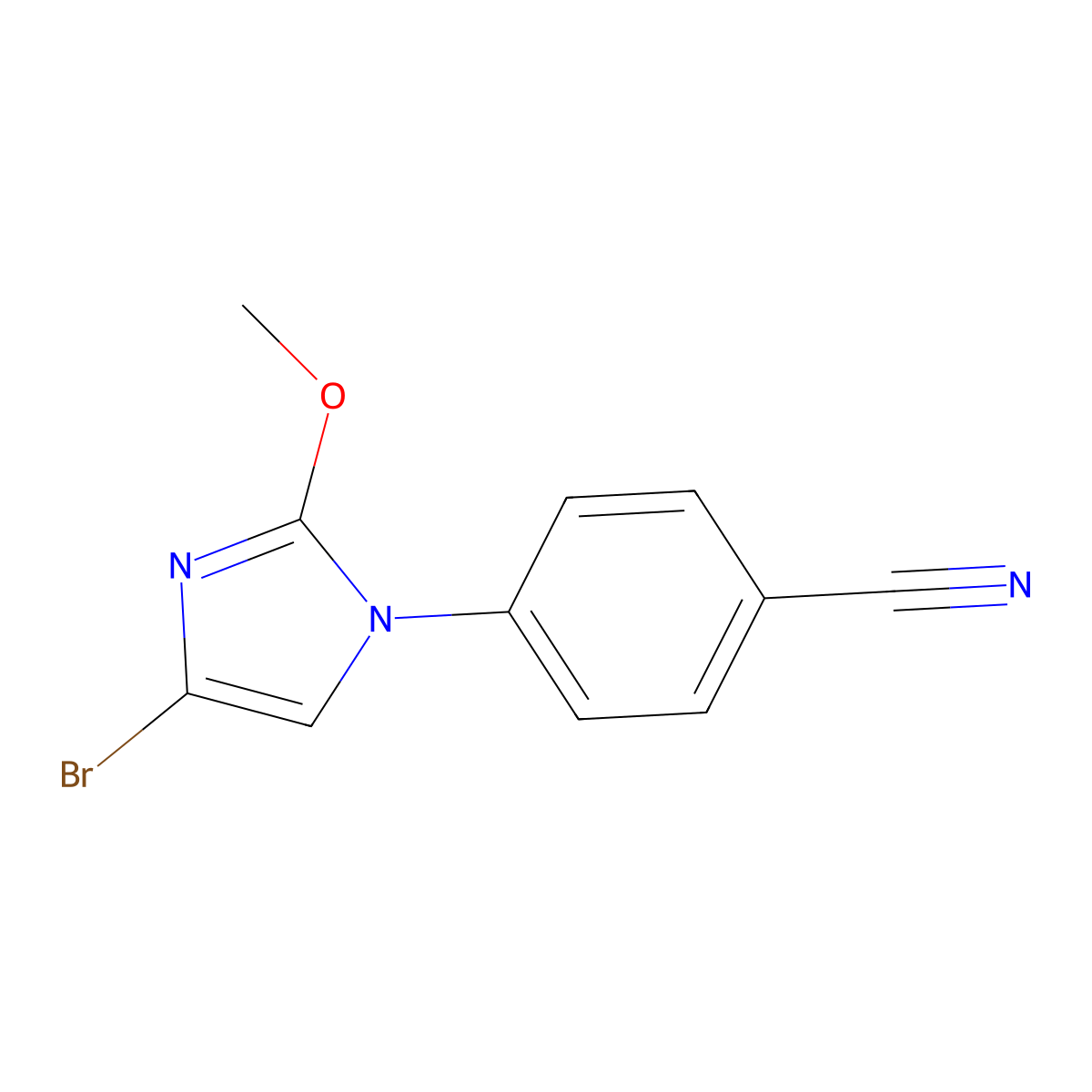 4-(4-bromo-2-methoxy-1H-imidazol-1-yl)benzonitrile molecular structure, CAS 2294943-77-2