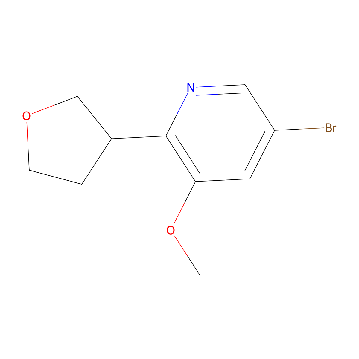 5-Bromo-3-methoxy-2-(tetrahydrofuran-3-yl)pyridine molecular structure, CAS 2294943-80-7