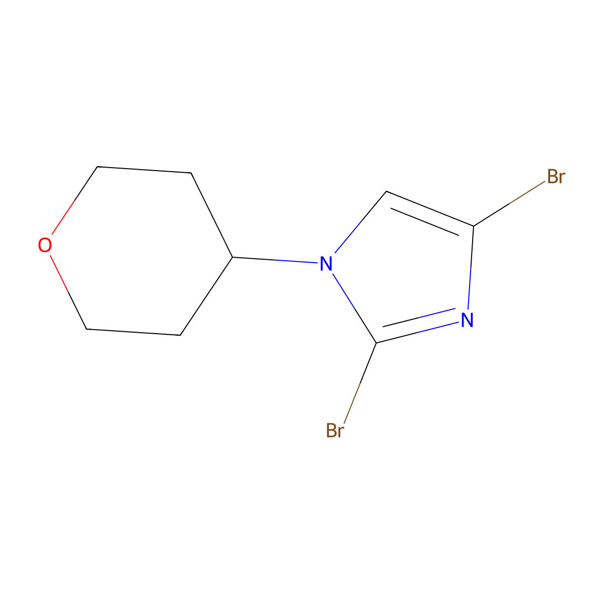 2,4-dibromo-1-(tetrahydro-2H-pyran-4-yl)-1H-imidazole molecular structure, CAS 2294943-87-4