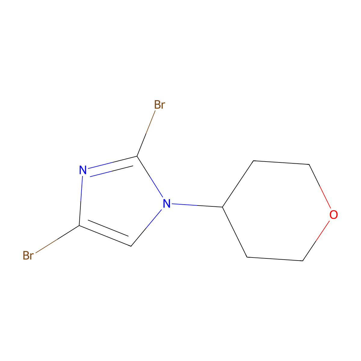 2,4-dibromo-1-(tetrahydro-2H-pyran-4-yl)-1H-imidazole molecular structure, CAS 2294943-87-4
