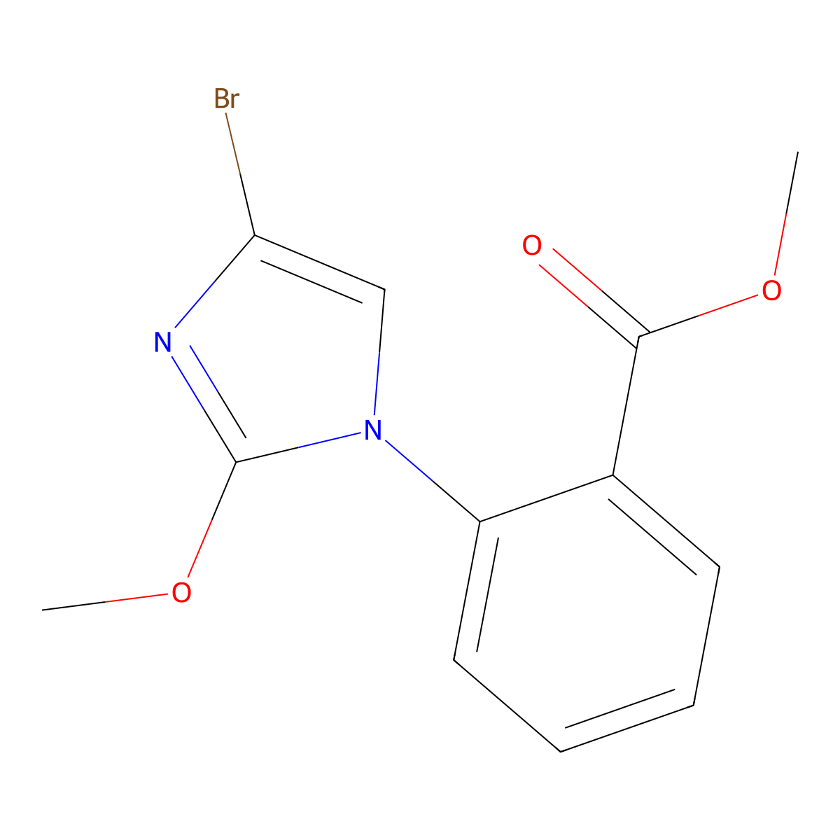 methyl 2-(4-bromo-2-methoxy-1H-imidazol-1-yl)benzoate molecular structure, CAS 2294944-04-8