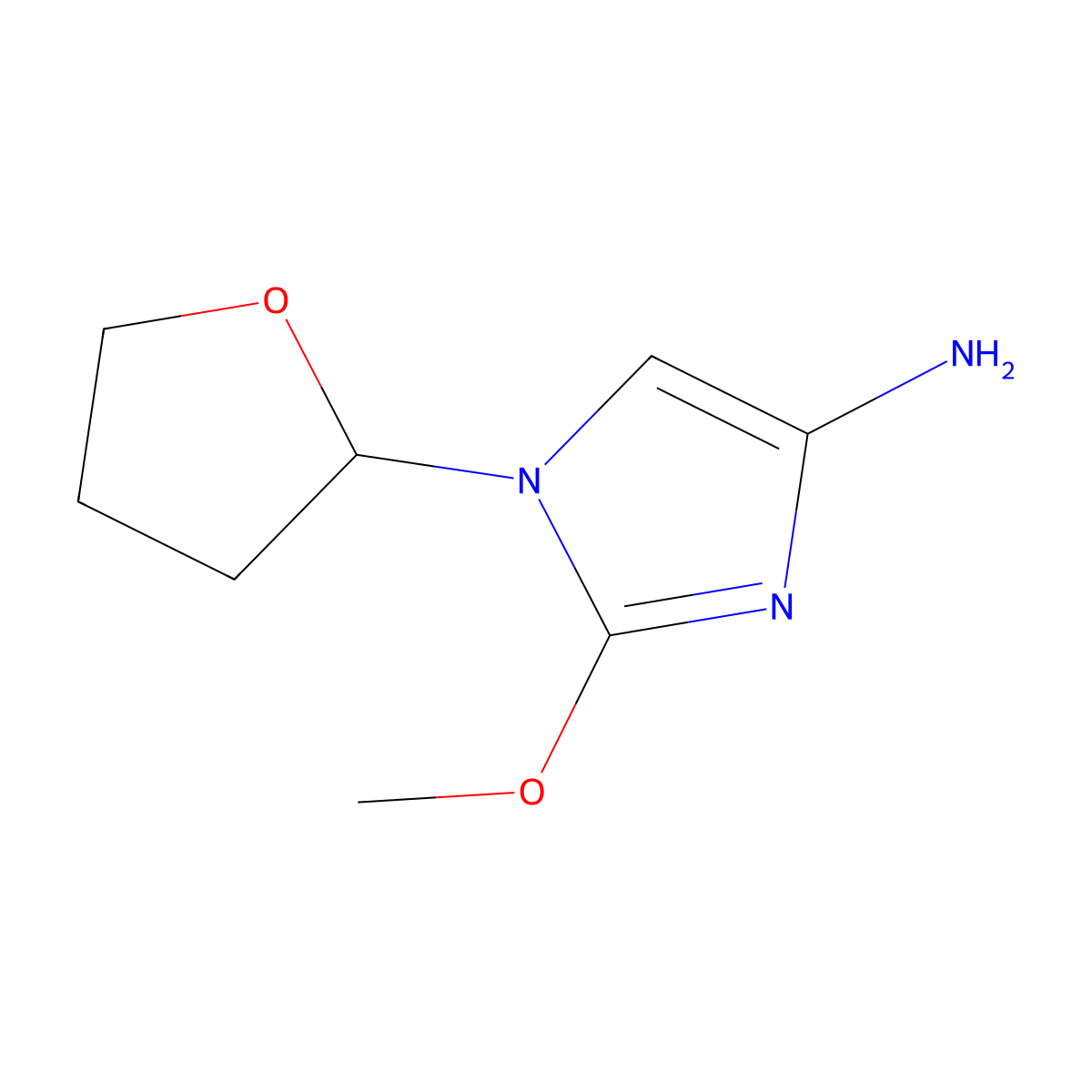 2-methoxy-1-(tetrahydrofuran-2-yl)-1H-imidazol-4-amine molecular structure, CAS 2294944-66-2