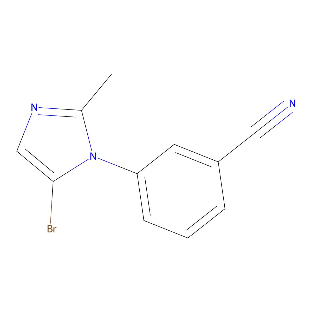 3-(5-bromo-2-methyl-1H-imidazol-1-yl)benzonitrile molecular structure, CAS 2294944-67-3