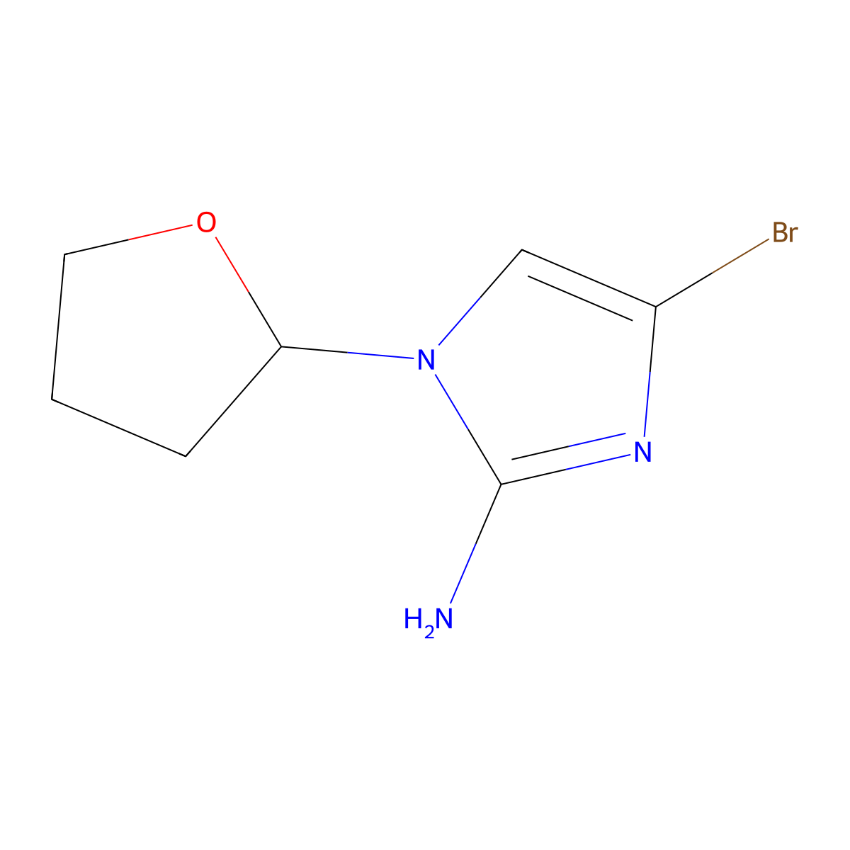 4-bromo-1-(tetrahydrofuran-2-yl)-1H-imidazol-2-amine molecular structure, CAS 2294944-81-1