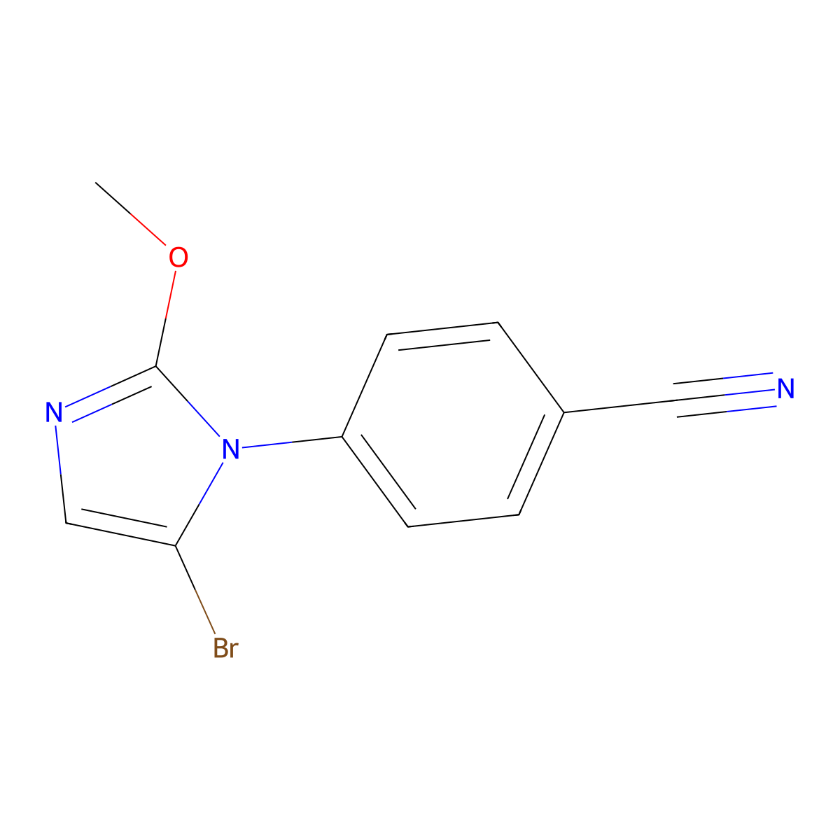 4-(5-bromo-2-methoxy-1H-imidazol-1-yl)benzonitrile molecular structure, CAS 2294944-82-2