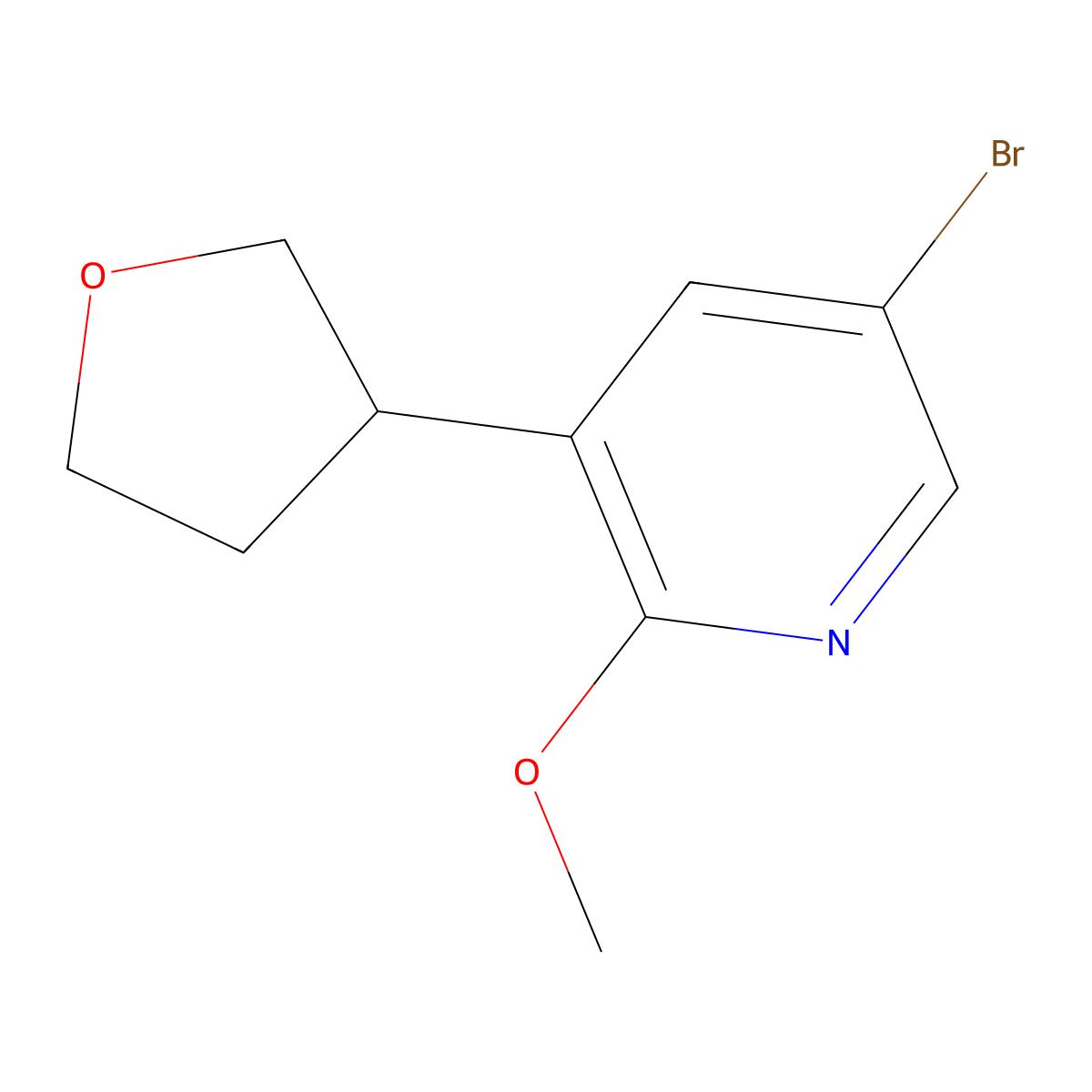 5-Bromo-2-methoxy-3-(tetrahydrofuran-3-yl)pyridine molecular structure, CAS 2294945-05-2