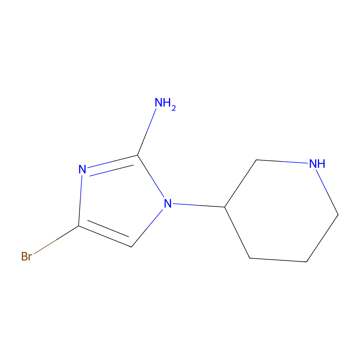 4-bromo-1-(piperidin-3-yl)-1H-imidazol-2-amine molecular structure, CAS 2294945-06-3