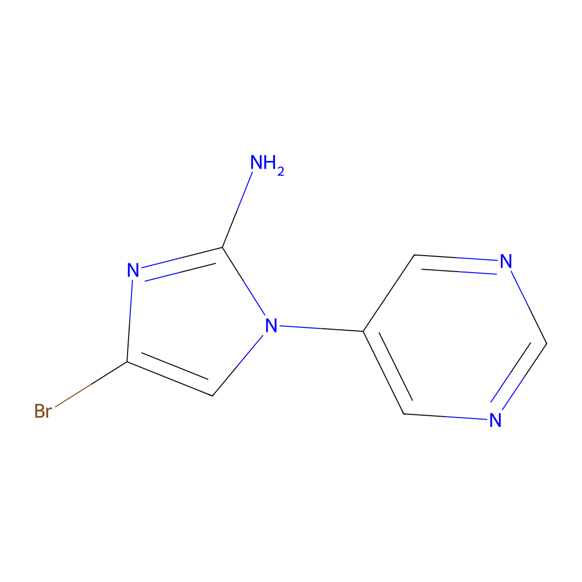 4-bromo-1-(pyrimidin-5-yl)-1H-imidazol-2-amine molecular structure, CAS 2294945-29-0