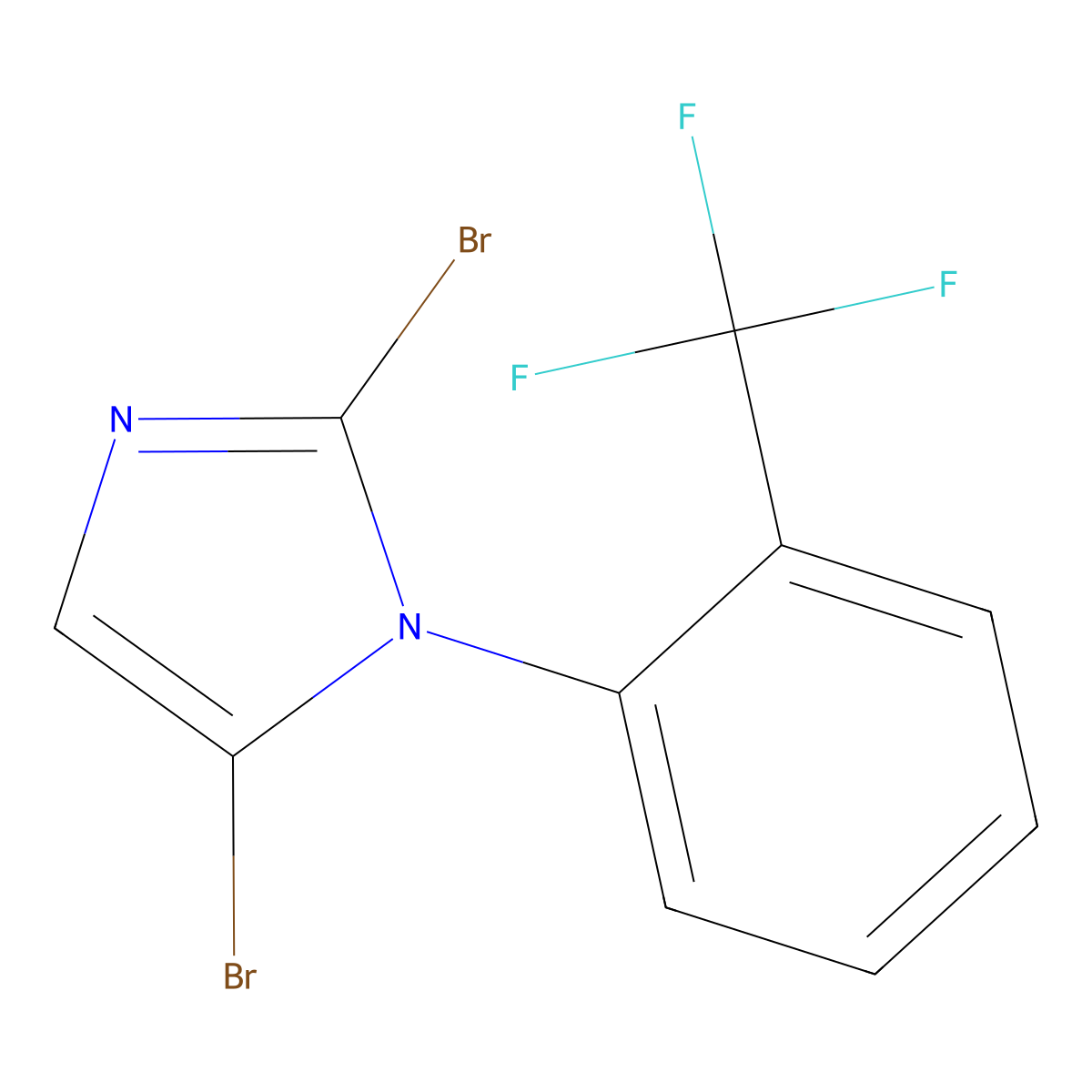 2,5-dibromo-1-(2-(trifluoromethyl)phenyl)-1H-imidazole molecular structure, CAS 2294945-45-0