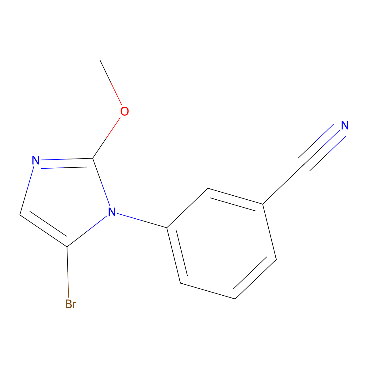 3-(5-bromo-2-methoxy-1H-imidazol-1-yl)benzonitrile molecular structure, CAS 2294945-50-7