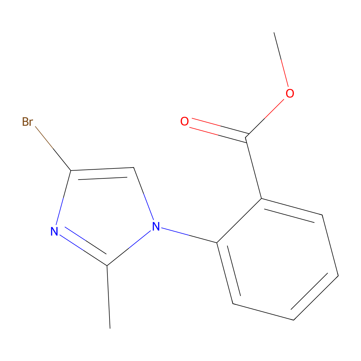 methyl 2-(4-bromo-2-methyl-1H-imidazol-1-yl)benzoate molecular structure, CAS 2294945-90-5