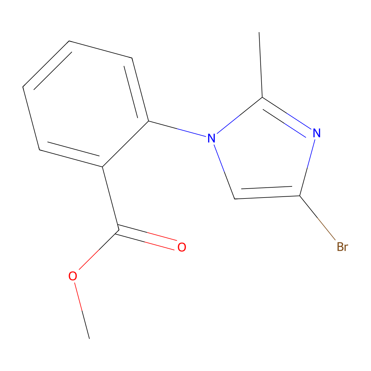 methyl 2-(4-bromo-2-methyl-1H-imidazol-1-yl)benzoate molecular structure, CAS 2294945-90-5
