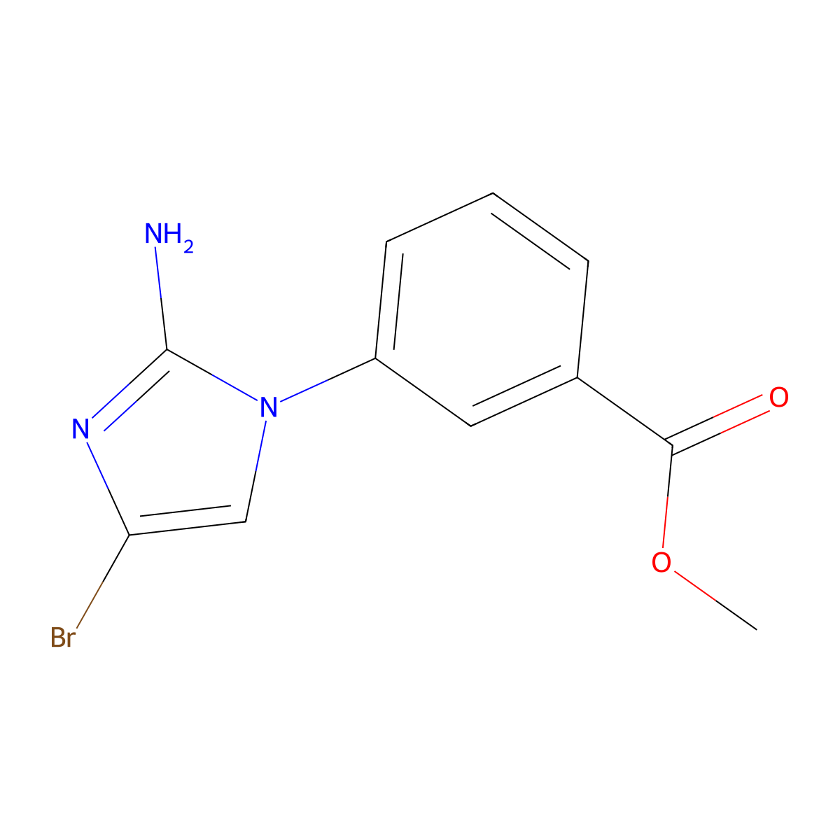 methyl 3-(2-amino-4-bromo-1H-imidazol-1-yl)benzoate molecular structure, CAS 2294945-95-0