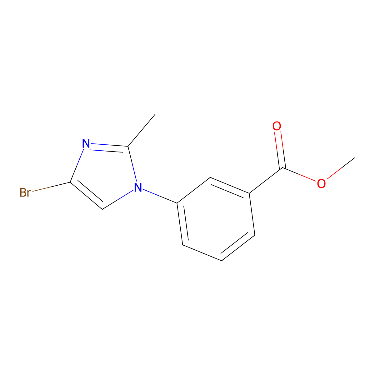 methyl 3-(4-bromo-2-methyl-1H-imidazol-1-yl)benzoate molecular structure, CAS 2294946-03-3