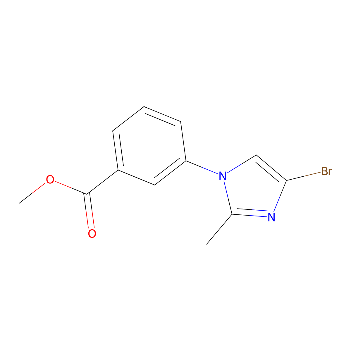 methyl 3-(4-bromo-2-methyl-1H-imidazol-1-yl)benzoate molecular structure, CAS 2294946-03-3