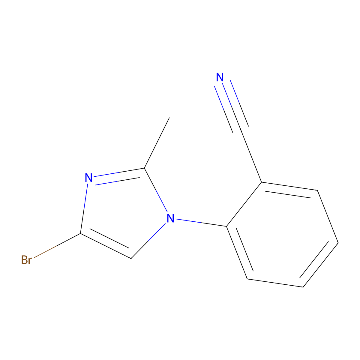 2-(4-bromo-2-methyl-1H-imidazol-1-yl)benzonitrile molecular structure, CAS 2294946-11-3