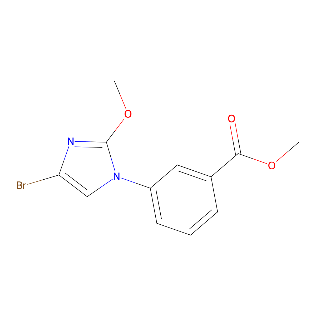methyl 3-(4-bromo-2-methoxy-1H-imidazol-1-yl)benzoate molecular structure, CAS 2294946-13-5
