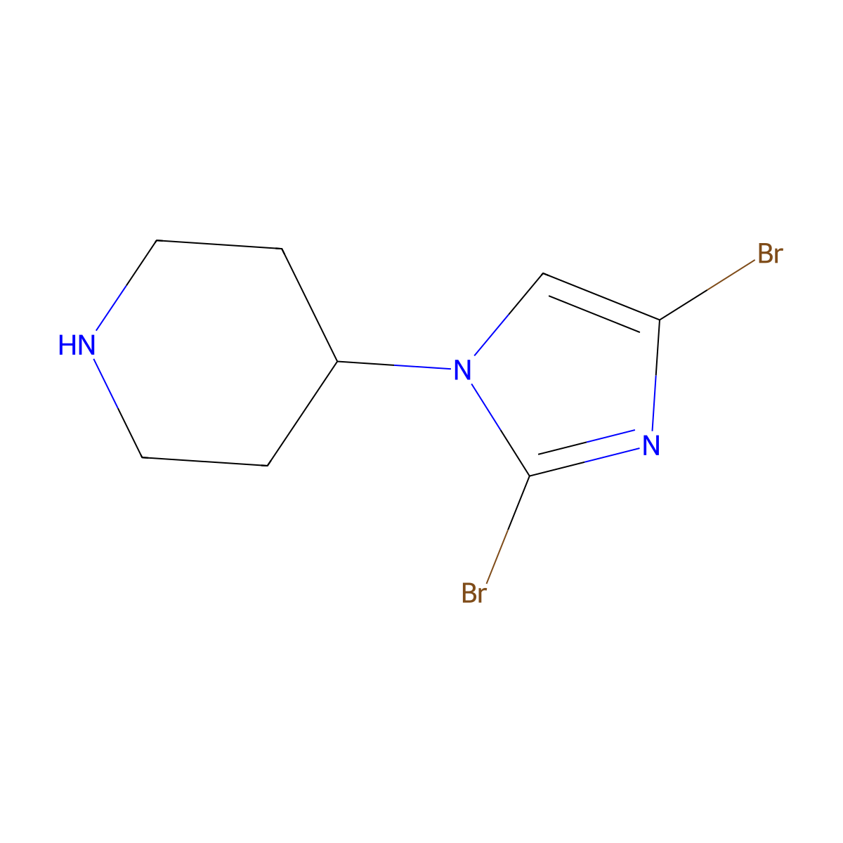 4-(2,4-dibromo-1H-imidazol-1-yl)piperidine molecular structure, CAS 2294946-17-9