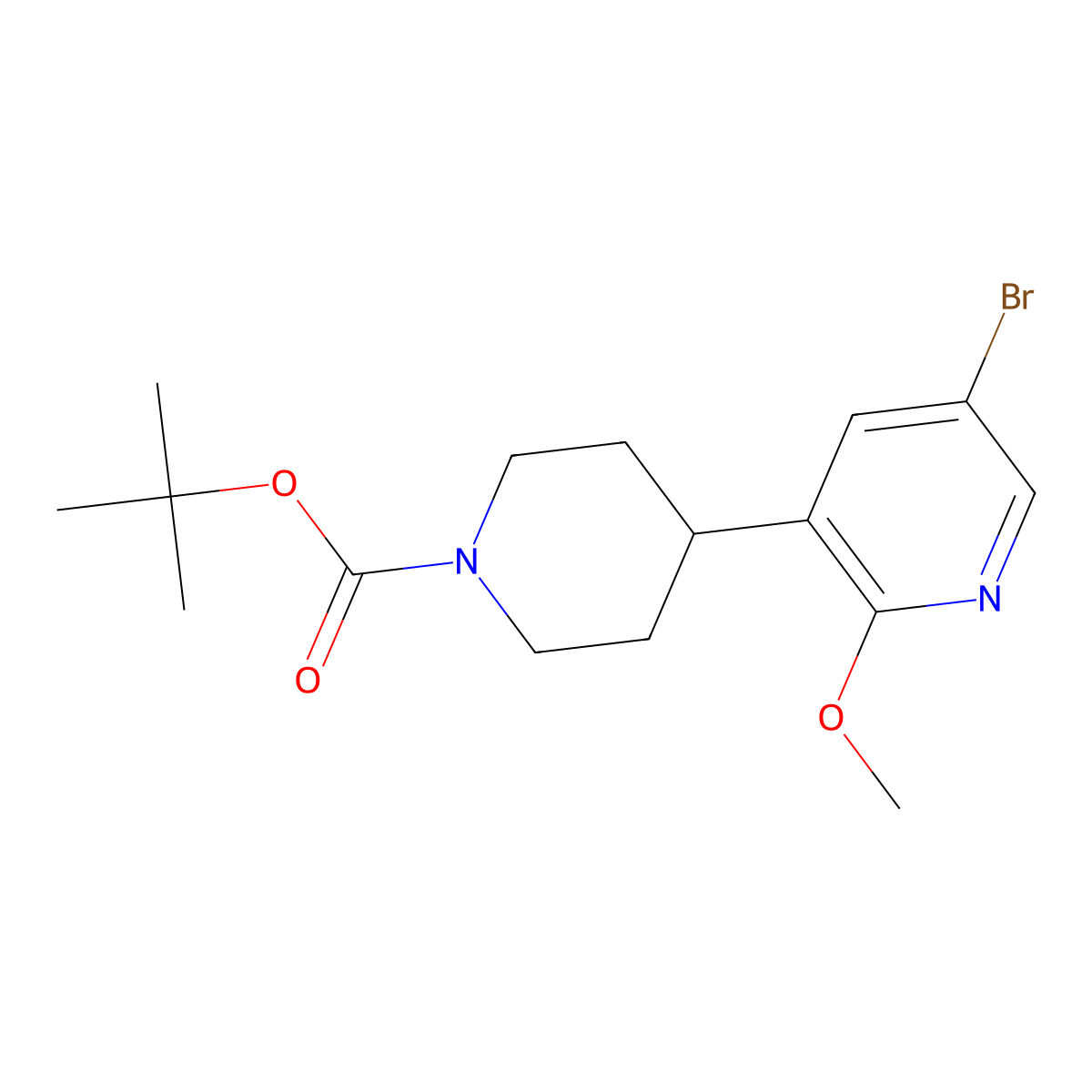 Tert-butyl 4-(5-bromo-2-methoxypyridin-3-yl)piperidine-1-carboxylate molecular structure, CAS 2294946-32-8
