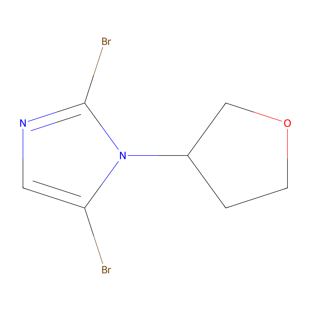 2,5-dibromo-1-(tetrahydrofuran-3-yl)-1H-imidazole molecular structure, CAS 2294946-69-1