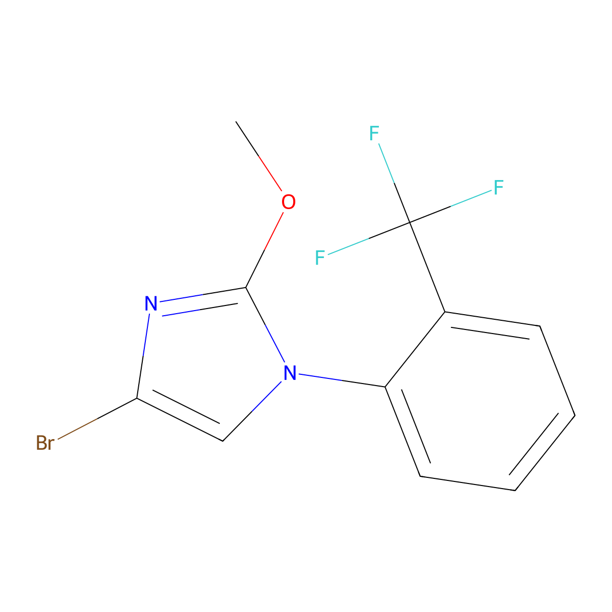 4-bromo-2-methoxy-1-(2-(trifluoromethyl)phenyl)-1H-imidazole molecular structure, CAS 2294947-02-5
