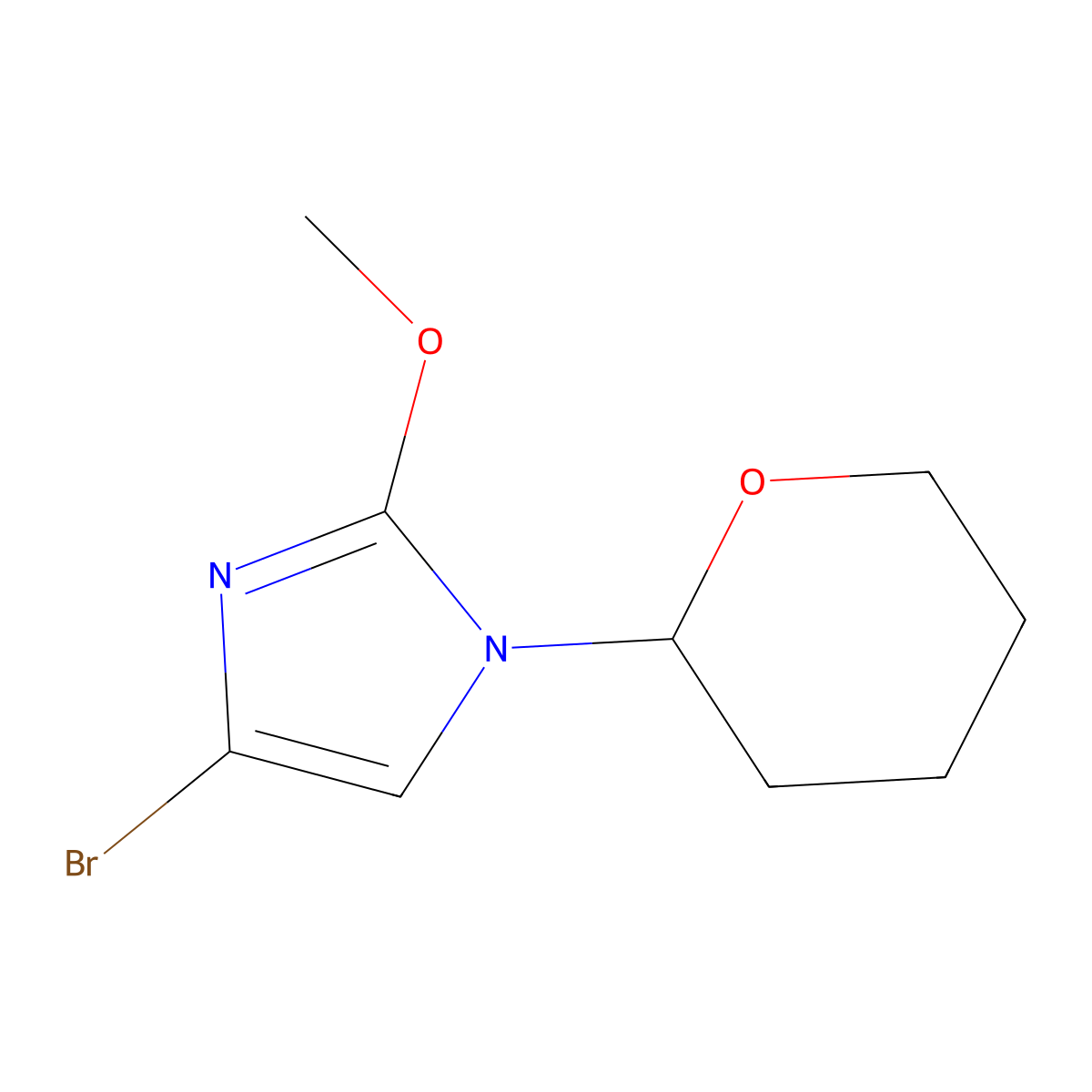 4-bromo-2-methoxy-1-(tetrahydro-2H-pyran-2-yl)-1H-imidazole molecular structure, CAS 2294947-03-6