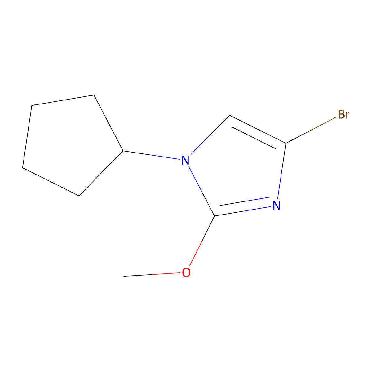 4-bromo-1-cyclopentyl-2-methoxy-1H-imidazole molecular structure, CAS 2294947-07-0