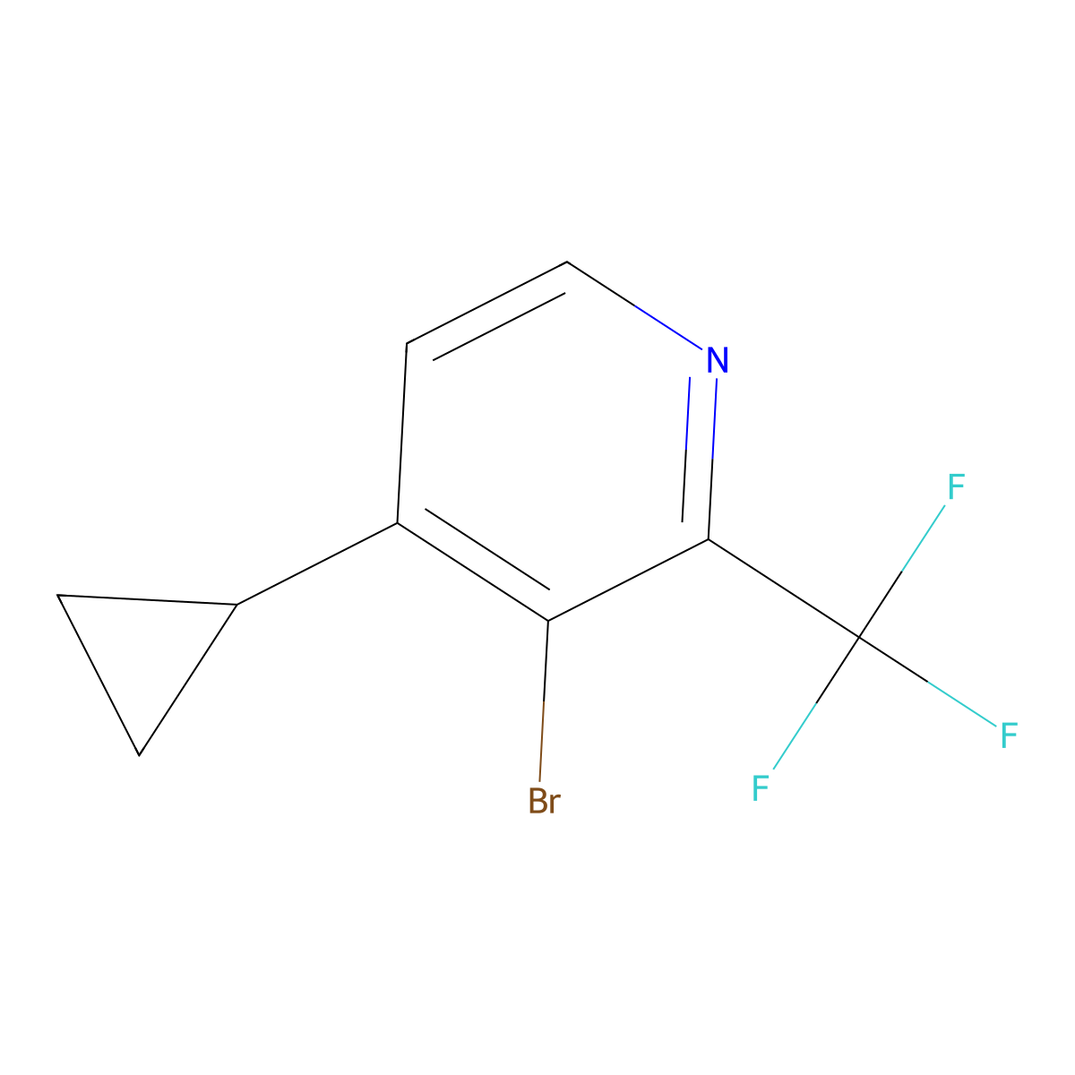 3-Bromo-4-cyclopropyl-2-(trifluoromethyl)pyridine molecular structure, CAS 2294947-12-7