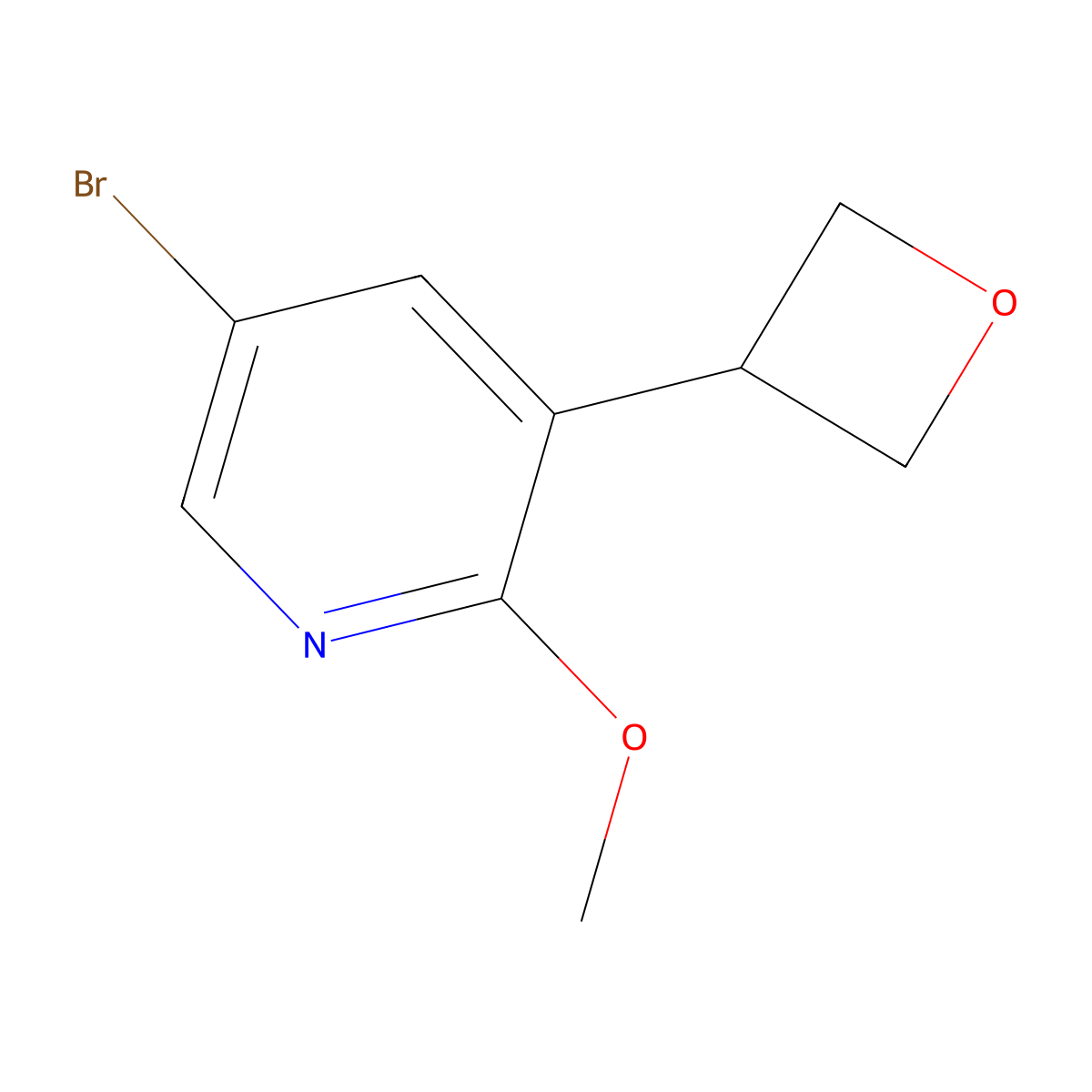 5-Bromo-2-methoxy-3-(oxetan-3-yl)pyridine molecular structure, CAS 2294947-30-9