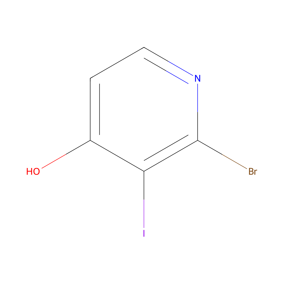 2-Bromo-3-iodopyridin-4-ol molecular structure, CAS 2294947-51-4