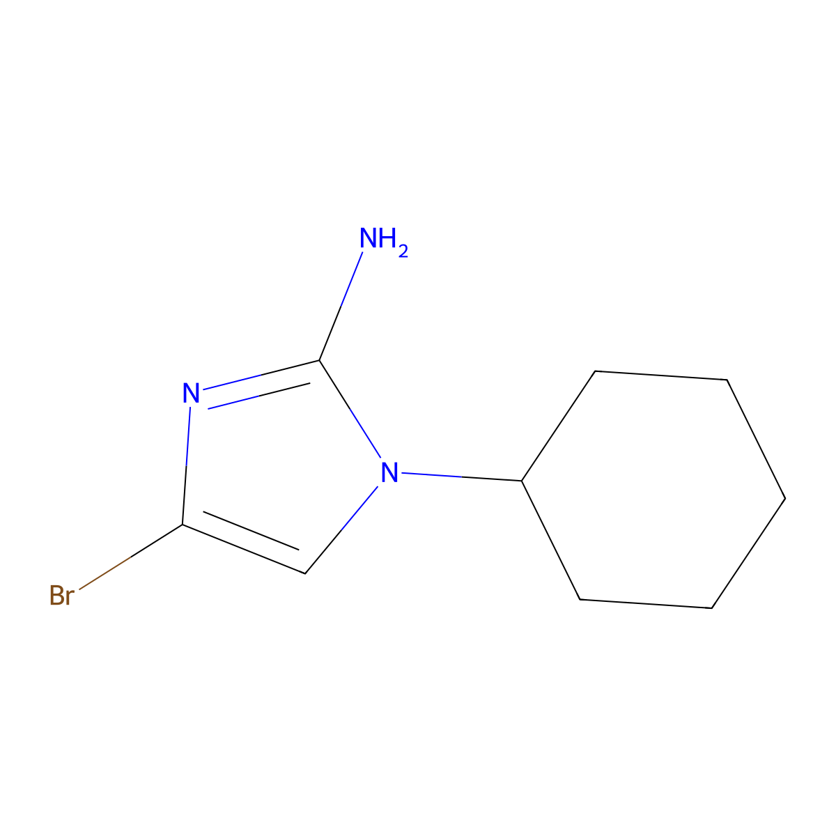 4-bromo-1-cyclohexyl-1H-imidazol-2-amine molecular structure, CAS 2294947-62-7