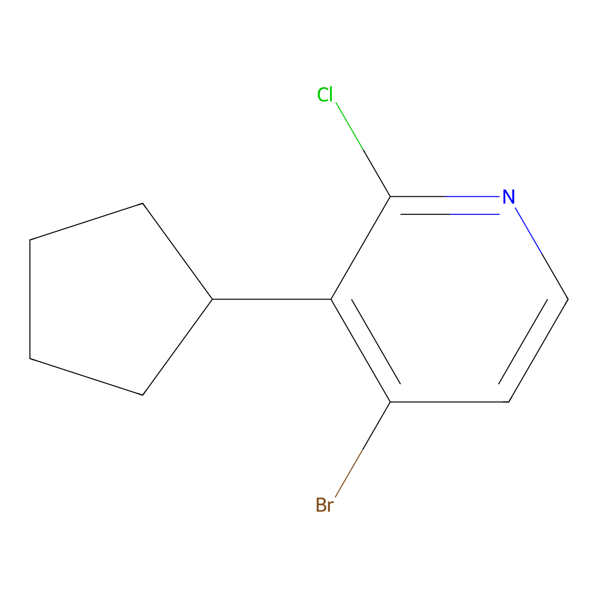 4-Bromo-2-chloro-3-cyclopentylpyridine molecular structure, CAS 2294947-77-4