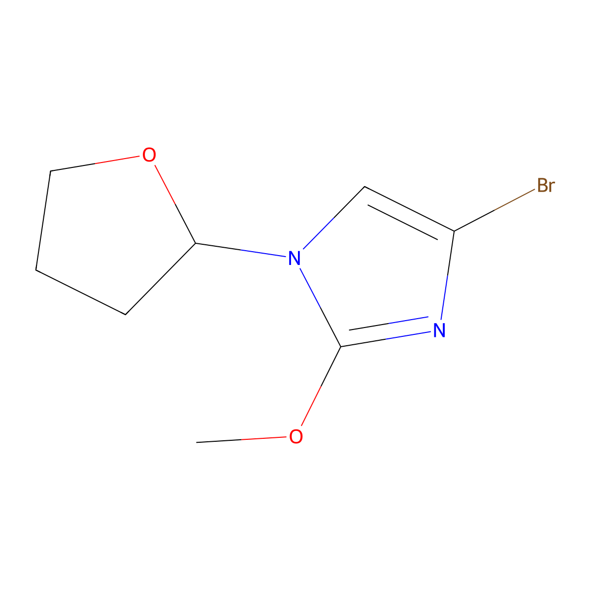 4-bromo-2-methoxy-1-(tetrahydrofuran-2-yl)-1H-imidazole molecular structure, CAS 2294947-82-1