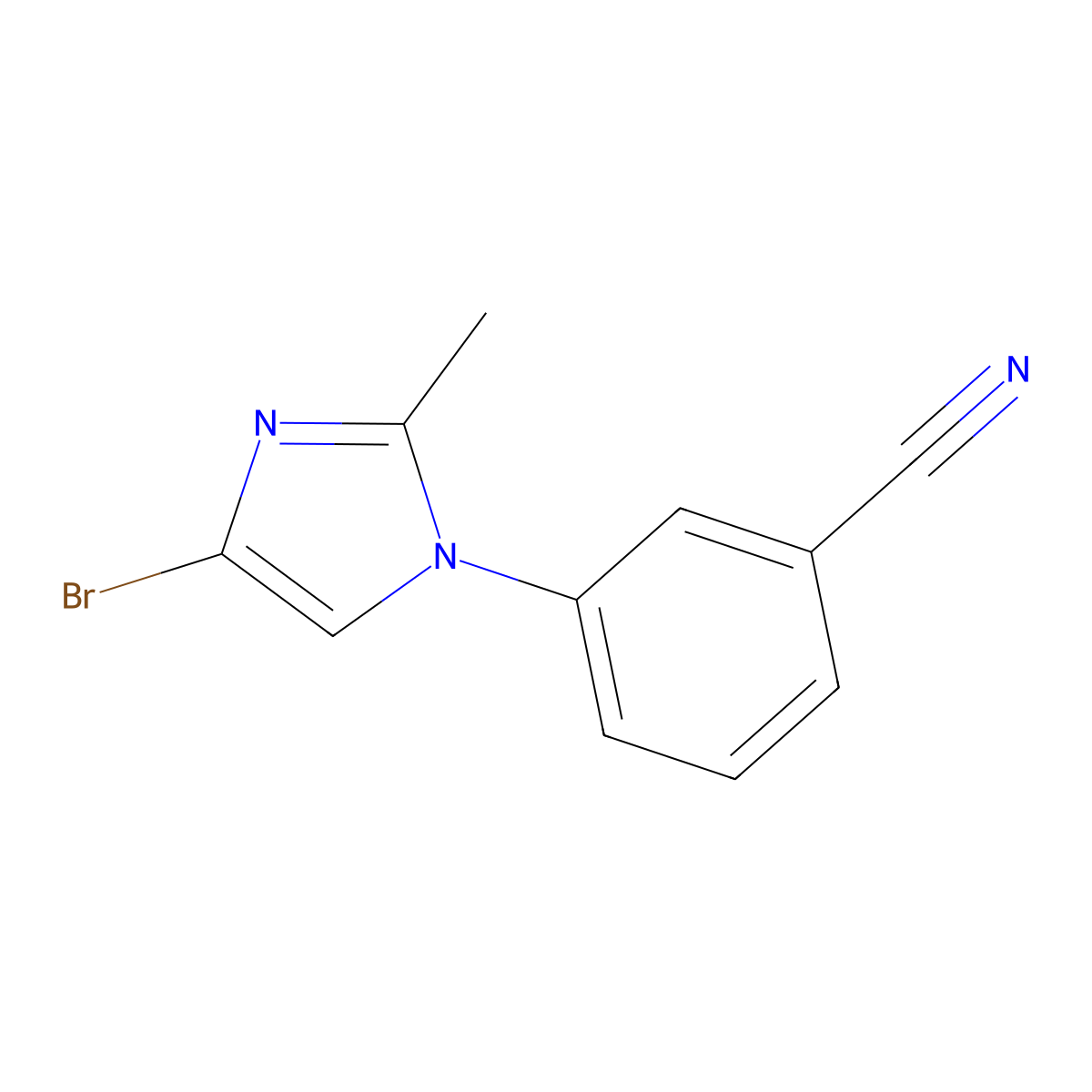 3-(4-bromo-2-methyl-1H-imidazol-1-yl)benzonitrile molecular structure, CAS 2294948-14-2