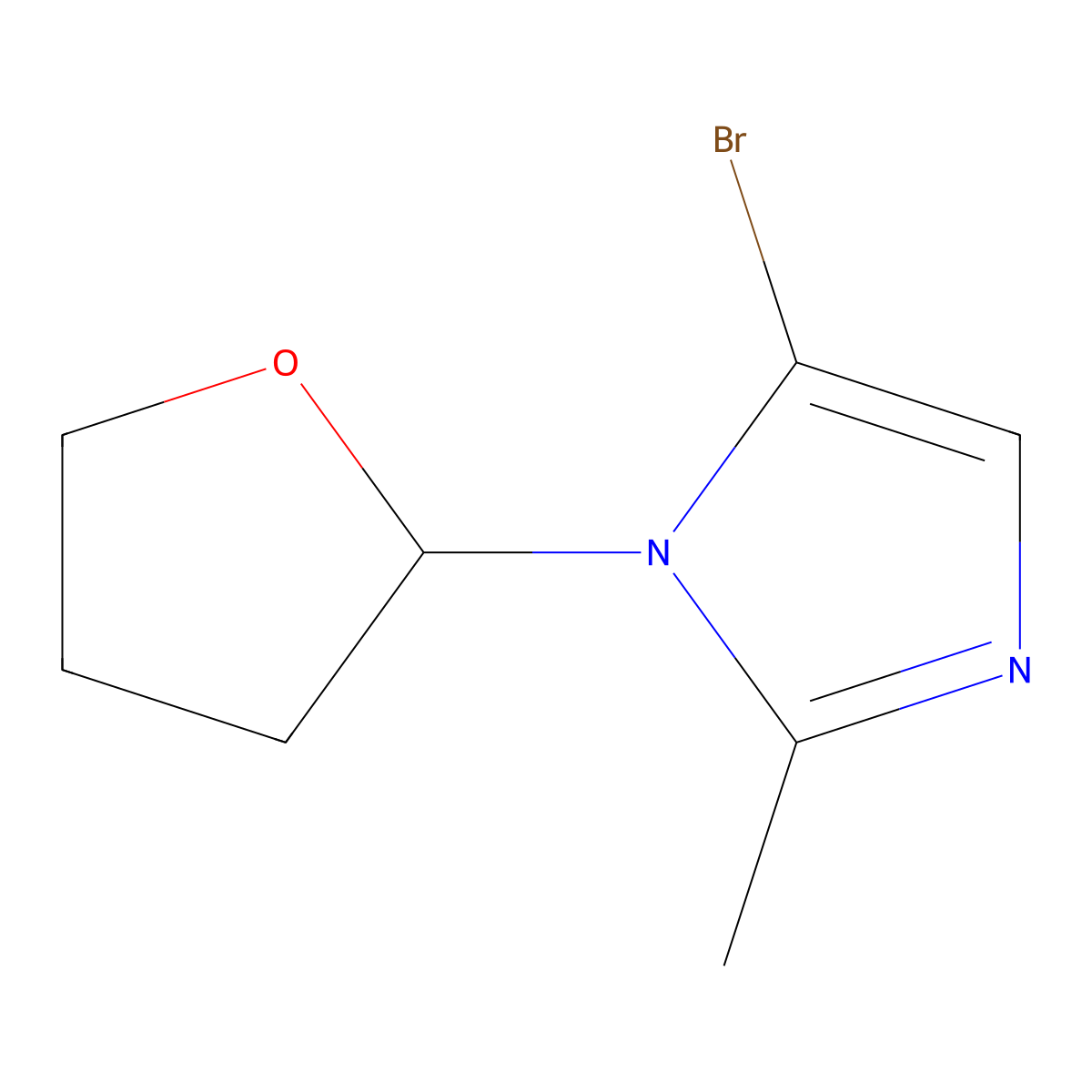 5-bromo-2-methyl-1-(tetrahydrofuran-2-yl)-1H-imidazole molecular structure, CAS 2294948-19-7