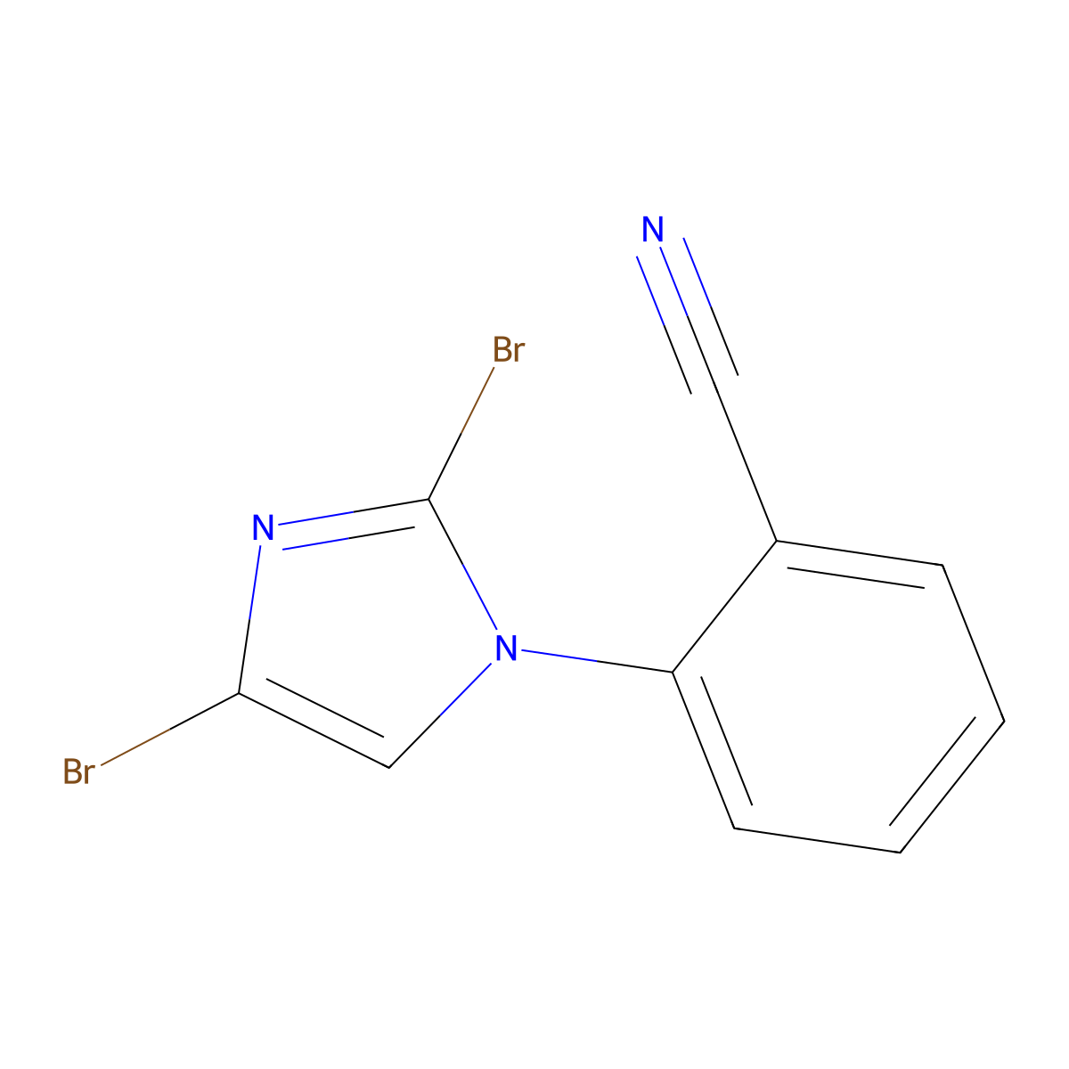 2-(2,4-dibromo-1H-imidazol-1-yl)benzonitrile molecular structure, CAS 2294948-21-1