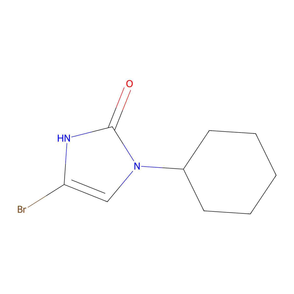 4-bromo-1-cyclohexyl-1,3-dihydro-2H-imidazol-2-one molecular structure, CAS 2294948-37-9