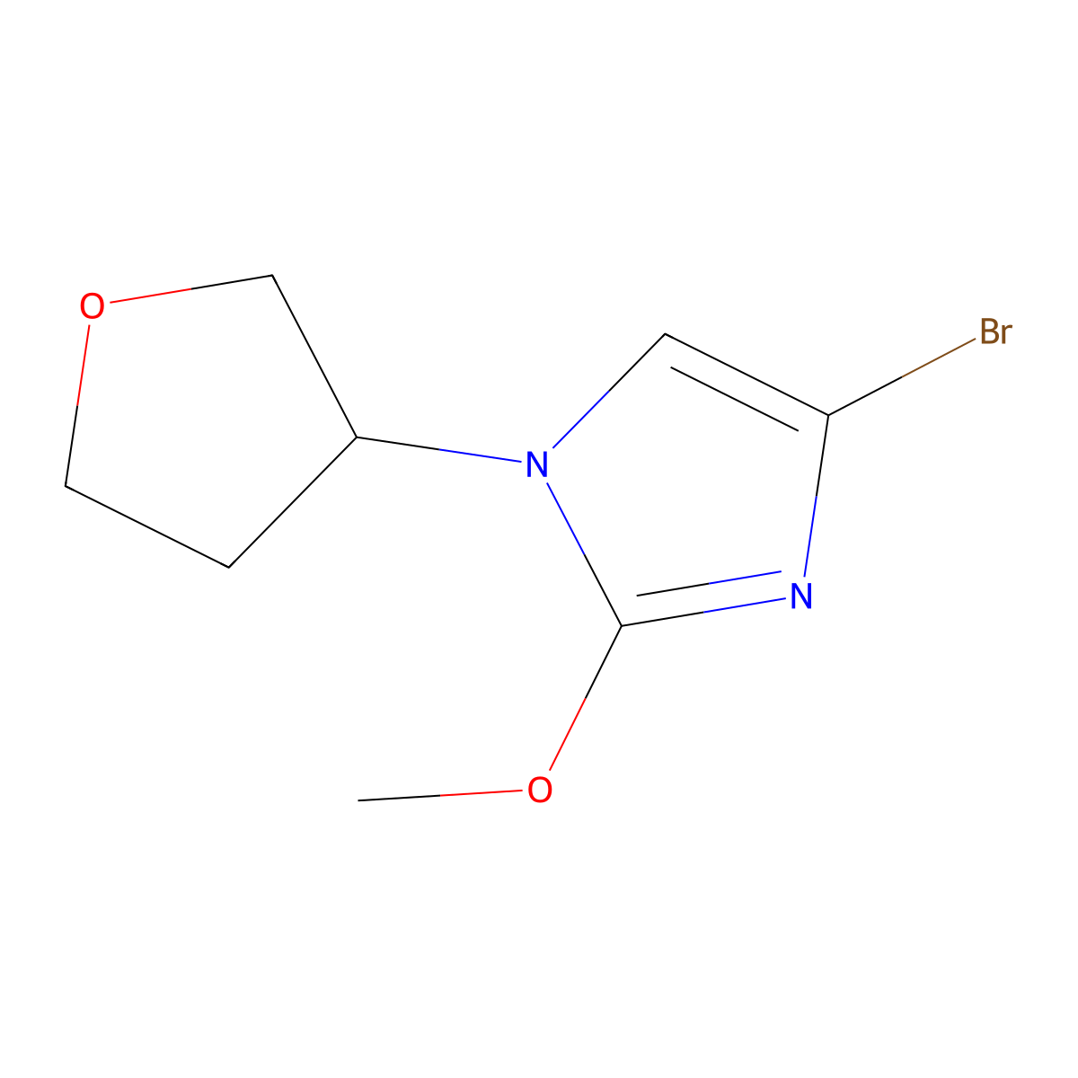 4-bromo-2-methoxy-1-(tetrahydrofuran-3-yl)-1H-imidazole molecular structure, CAS 2294948-38-0