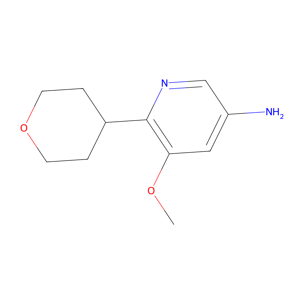 5-methoxy-6-(tetrahydro-2H-pyran-4-yl)pyridin-3-amine molecular structure, CAS 2294948-41-5