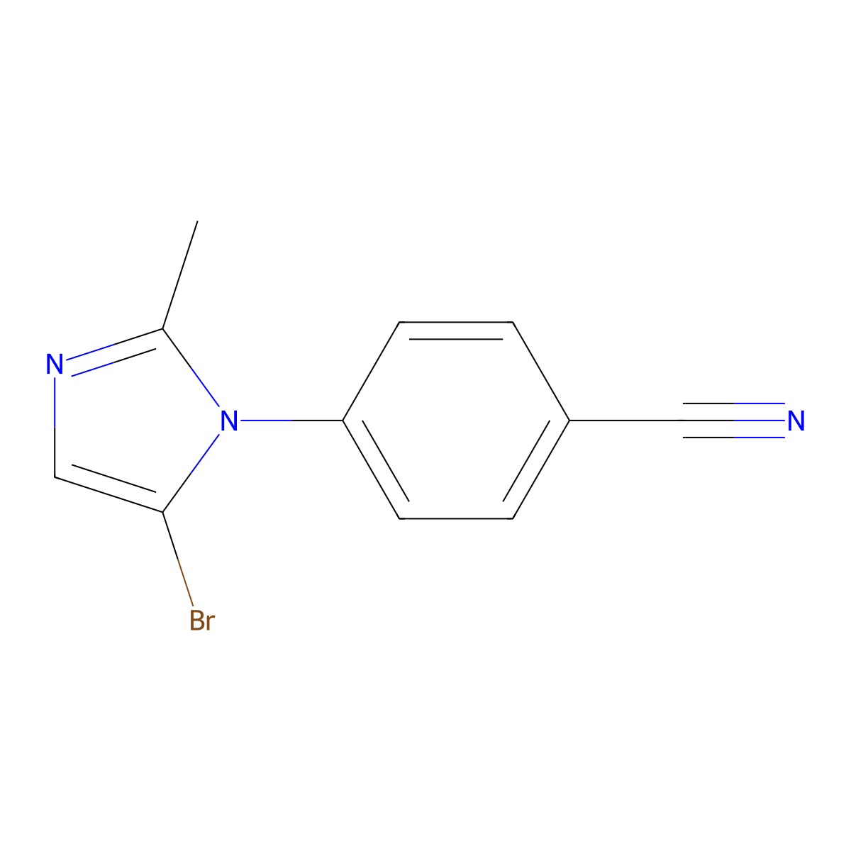 4-(5-bromo-2-methyl-1H-imidazol-1-yl)benzonitrile molecular structure, CAS 2294948-61-9
