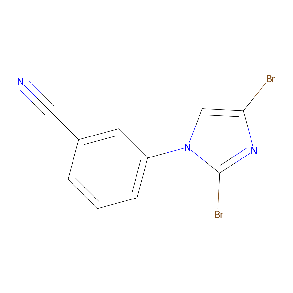 3-(2,4-dibromo-1H-imidazol-1-yl)benzonitrile molecular structure, CAS 2294948-64-2